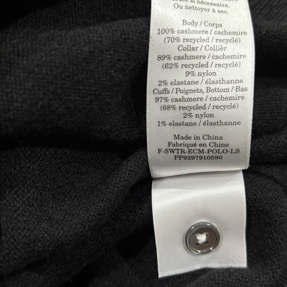 Everlane Women’s Cashmere Black Polo Sweater size M - Picture 6 of 6